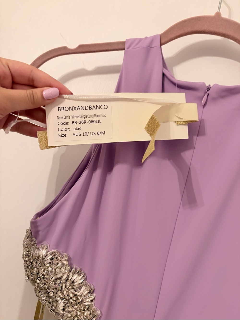 Bronx and Banco Lilac Cutout Embellished Evening Gown - Picture 3 of 8